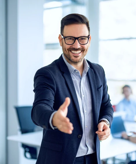 Members Welcome Car Dealer smiling and ready to shake your hand